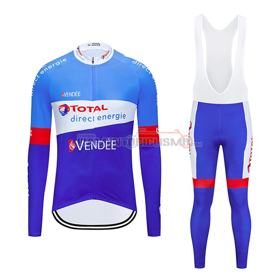 Abbigliamento Ciclismo Direct Energie Manica Lunga 2019 Blu Bianco